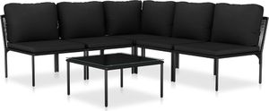 vidaXL 6 częściowy zestaw wypoczynkowy do ogrodu, z poduszkami, PVC, czarny (48588) 2