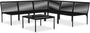vidaXL 6 częściowy zestaw wypoczynkowy do ogrodu, z poduszkami, PVC, czarny (48588) 3
