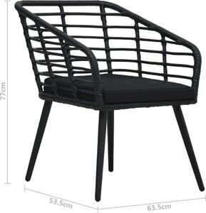 vidaXL 3 częściowy zestaw mebli bistro, rattan PE, czarny (48579) 8