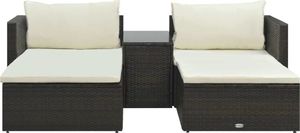 vidaXL 5 częściowy zestaw mebli do ogrodu, poduszki, rattan PE, brązowy (47812) 3