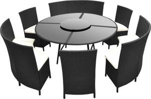 vidaXL 7 częściowy zestaw mebli ogrodowych z poduszkami, rattan PE, czarny (43098) 2