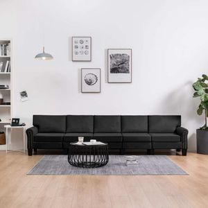 vidaXL 5-osobowa sofa, czarna, tapicerowana tkaniną 1
