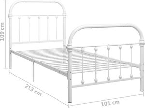 vidaXL Rama łóżka, biała, metalowa, 90 x 200 cm 6