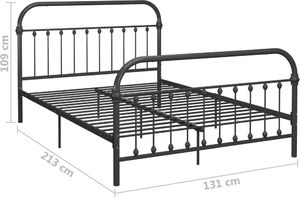 vidaXL Rama łóżka, szara, metalowa, 120 x 200 cm 6