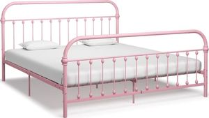 vidaXL Rama łóżka, różowa, metalowa, 180 x 200 cm 1
