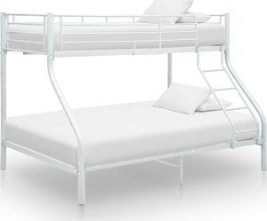vidaXL Rama łóżka piętrowego, biała, metalowa, 140x200 cm/90x200 cm 1