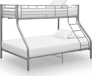 vidaXL Rama łóżka piętrowego, szara, metalowa, 140x200 cm/90x200 cm 1