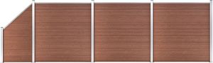 vidaXL Ogrodzenie WPC, 2 panele kwadratowe, 1 skośny, 619x186 cm, brąz 1