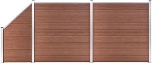 vidaXL Ogrodzenie WPC, 2 panele kwadratowe, 1 skośny 446x186 cm, szare 1