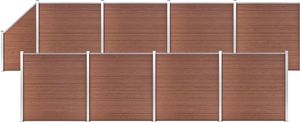 vidaXL Ogrodzenie WPC, 8 paneli kwadratowych, 1 skośny, 1484x186 cm 1
