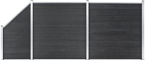 vidaXL Ogrodzenie WPC, 2 panele kwadratowe, 1 skośny, 446x186cm, szare 1
