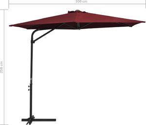 vidaXL Parasol ogrodowy na stalowym słupku, 300 cm, bordowy 7