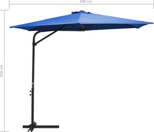 vidaXL Parasol ogrodowy na stalowym słupku, 300 cm, błękit lazur 7