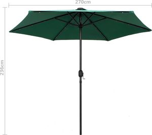 vidaXL Parasol ogrodowy z LED i aluminiowym słupkiem, 270 cm, zielony 7