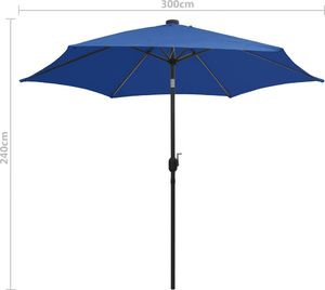 vidaXL Parasol ogrodowy z LED i aluminiowym słupkiem, 300 cm, lazur 7