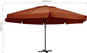 vidaXL Parasol ogrodowy na słupku aluminiowym, 600 cm, terakota 6
