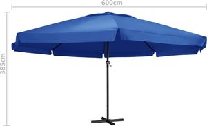 vidaXL Parasol ogrodowy na słupku aluminiowym, 600 cm, lazurowy 6