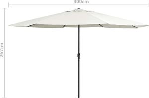vidaXL Parasol ogrodowy na stalowym słupku, 400 cm, piaskowy biały 7