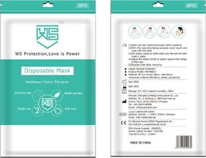 Maseczka ochronna medyczna Niebieska 20 sztuk 2
