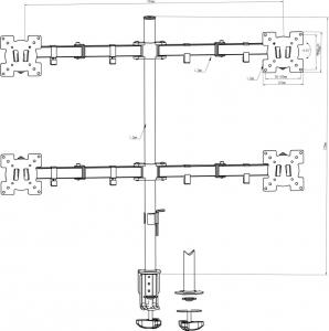 vidaXL Uchwyt biurkowy na 4 monitory 13" - 27" (51070) 7