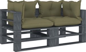 vidaXL VidaXL Ogrodowa sofa 2-osobowa z palet, z beżowymi poduszkami 1
