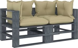 vidaXL VidaXL Ogrodowa sofa 2-osobowa z palet, z kremowymi poduszkami, drewno 1