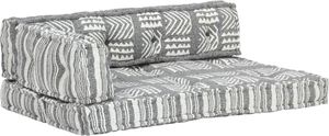 vidaXL VidaXL Sofa z poduszek na paletę, tkanina, szary patchwork 1
