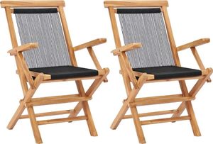 vidaXL składane krzesła ogrodowe, 2 sztuki, lite drewno tekowe i sznurek (49362) 1