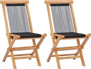 vidaXL składane krzesła ogrodowe, 2 sztuki, lite drewno tekowe i sznurek (49363) 1