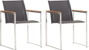 vidaXL krzesła ogrodowe, 2 sztuki, textilene i stal nierdzewna, szare (46497) 1