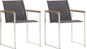 vidaXL krzesła ogrodowe, 2 sztuki, textilene i stal nierdzewna, szare (46517) 1