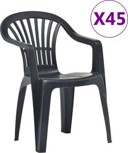 vidaXL krzesła ogrodowe układane w stos, 45 sztuk, plastikowe, antracyt (48820) 1