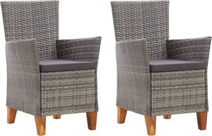 vidaXL krzesła ogrodowe z poduszkami, 2 sztuki, polirattan, szare (46003) 1