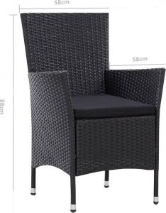 vidaXL krzesła ogrodowe, 2 sztuki, czarne, polirattanowe (45979) 7