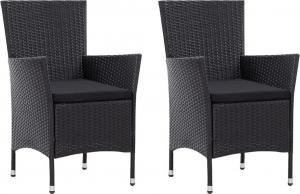 vidaXL krzesła ogrodowe, 2 sztuki, czarne, polirattanowe (45979) 1