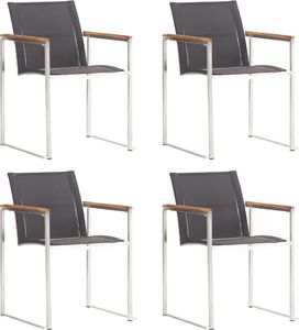 vidaXL krzesła ogrodowe, 4 sztuki, textilene i stal nierdzewna, szare (46496) 1