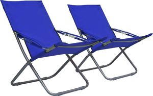 vidaXL składane krzesła plażowe, 2 sztuki, tkanina, niebieskie (47902) 1