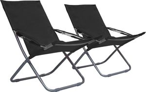 vidaXL składane krzesła plażowe, 2 sztuki, tkanina, czarne (47903) 1