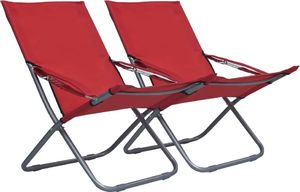 vidaXL składane krzesła plażowe, 2 sztuki, tkanina, czerwone (47904) 1