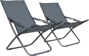 vidaXL składane krzesła plażowe, 2 sztuki, tkanina, szare (47905) 1