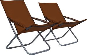 vidaXL składane krzesła plażowe, 2 sztuki, tkanina, brązowe (47906) 1