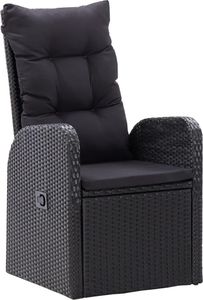 vidaXL VidaXL Rozkładane krzesła z poduszkami, 2 szt., polirattan, czarne 1