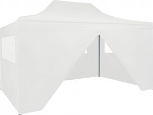vidaXL VidaXL Rozkładany namiot imprezowy z 4 ściankami, 3 x 4,5 m, biały 1