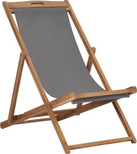 vidaXL składany leżak plażowy, lite drewno tekowe, szary (47415) 1