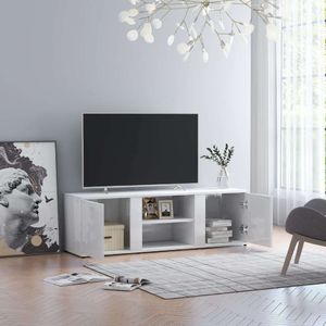 vidaXL Szafka pod TV, wysoki połysk, biała, 120x34x37cm, płyta wiórowa 1