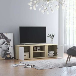 vidaXL Szafka TV, biel i dąb sonoma, 120x34x37 cm, płyta wiórowa 4