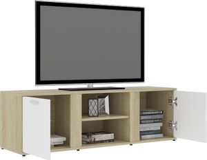 vidaXL Szafka TV, biel i dąb sonoma, 120x34x37 cm, płyta wiórowa 5