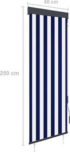 vidaXL Roleta zewnętrzna, 60x250 cm, niebiesko-biała 8