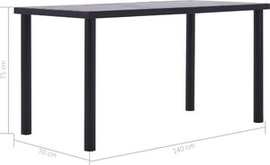 vidaXL Stół jadalniany, czarny i betonowy szary, 140x70x75 cm, MDF 5