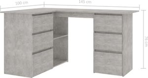 Biurko vidaXL 801093 Jasnoszare 145 cm x 100 cm 8